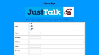
                            3. Just Talk Signup Page