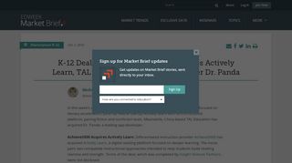 
                            4. K-12 Dealmaking: Achieve3000 Acquires Actively Learn, TAL ...