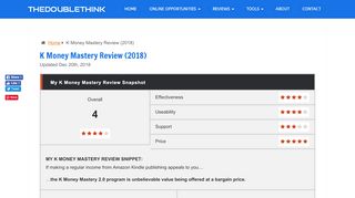 
                            5. K Money Mastery Review (2018) | thedoublethink