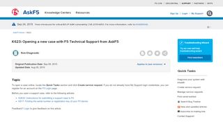 
                            5. K623: Opening a new case with F5 Technical Support ... - AskF5