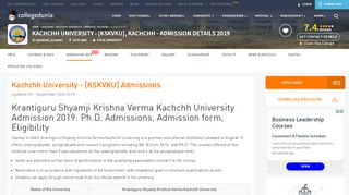 
                            9. Kachchh University - [KSKVKU], Kachchh - Admissions 2019-2020