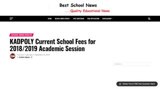 
                            7. KADPOLY Current School Fees for 2018/2019 Academic Session ...