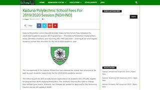 
                            9. Kaduna Polytechnic School Fees For 2019/2020 Session [ND/HND ...
