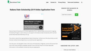 
                            10. Kaduna State Scholarship 2019 Online Application …