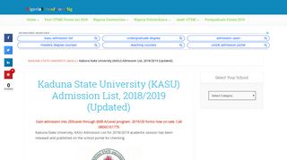 
                            8. Kaduna State University (KASU) Admission List, 2018/2019 (Updated)