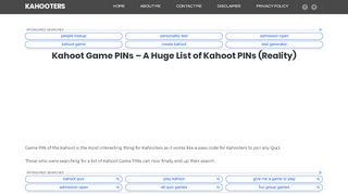
                            9. Kahoot Game PINs – A Huge List of Kahoot PINs …