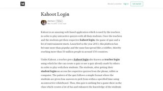 
                            3. Kahoot Login - Atul Saini - Medium