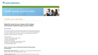 
                            1. Kaiser Permanente l Health Savings Account (HSA)