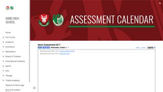 
                            9. KAMO HIGH SCHOOL - Assessment Calendar - Google Sites
