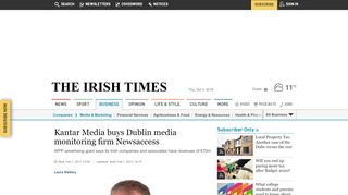 
                            3. Kantar Media buys Dublin media monitoring firm Newsaccess