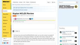 
                            8. Kaplan NCLEX Review - NCLEX Exam & Programs - allnurses