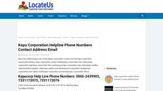 
                            8. Kapu Corporation Helpline Phone Numbers Contact Address ...