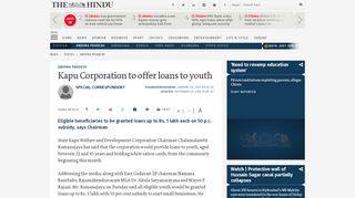 
                            9. Kapu Corporation to offer loans to youth - The Hindu