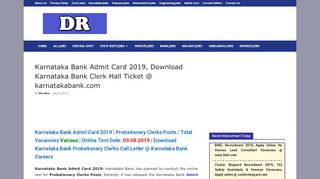 
                            9. Karnataka Bank Admit Card 2019, Download Karnataka Bank ...