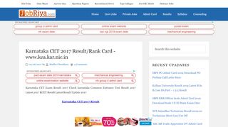 
                            5. Karnataka CET 2017 Result/Rank Card -www.kea.kar.nic.in