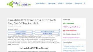 
                            6. Karnataka CET Result 2019 KCET Rank List, Cut Off kea.kar ...