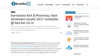 
                            7. Karnataka KEA B.Pharmacy Seat allotment results 2017 ...