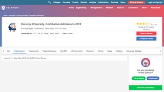 
                            11. Karunya University, Coimbatore Admissions 2019