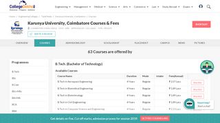 
                            8. Karunya University, Coimbatore Courses & Fees 2019-20 ...