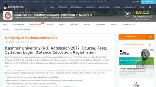 
                            3. Kashmir University Admission 2019: Notifications, Dates ...