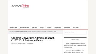 
                            9. Kashmir University Admission 2020, KUET 2020 Entrance Exam