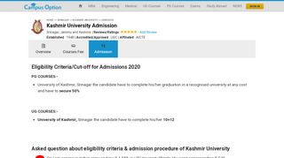 
                            8. Kashmir University Admission - Campus Option