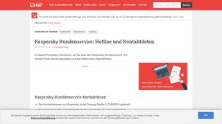 
                            6. Kaspersky Kundenservice: Hotline und Kontaktdaten - CHIP