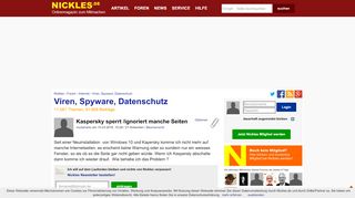 
                            8. Kaspersky sperrt /ignoriert manche Seiten - Nickles