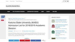 
                            9. KASU Admission List For 2018/19 Academic Session Is Out - Jamb