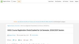 
                            7. KASU Course Registration Portal Enabled for 1st Semester ...