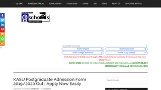 
                            4. KASU Postgraduate Admission form 2019/2020 kasu.edu.ng pg portal ...