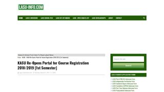 
                            6. KASU Re-Opens Portal for Course Registration 2018/2019 ...