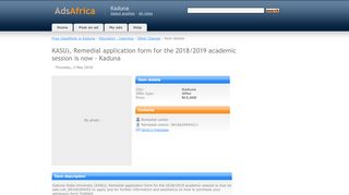 
                            5. KASU), Remedial application form for the 2018/2019 academic ...