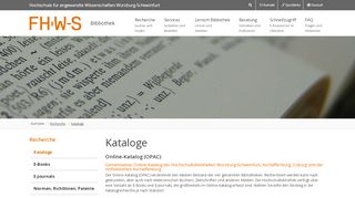 
                            2. Kataloge - FHWS Bibliothek - Hochschule für angewandte ...