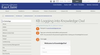 
                            8. KB: Logging into Knowledge Owl - uwec.edu