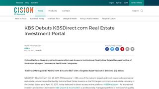 
                            9. KBS Debuts KBSDirect.com Real Estate Investment Portal