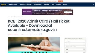 
                            3. KCET 2020 Admit Card / Hall Ticket Available - Download at ...