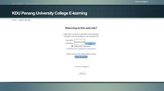 
                            7. KDU Penang University College E-learning: Login to the site