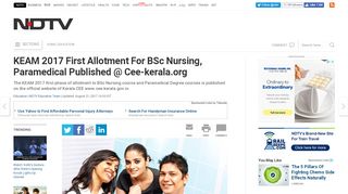 
                            3. KEAM 2017 First Allotment For BSc Nursing, Paramedical ...