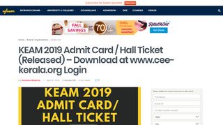 
                            2. KEAM 2019 Admit Card / Hall Ticket (Released) - Download at www ...