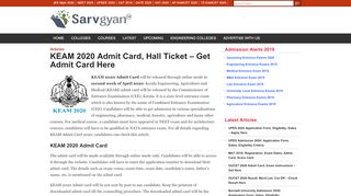 
                            7. KEAM 2019 Admit Card (Released), Hall Ticket - Get Admit Card Here