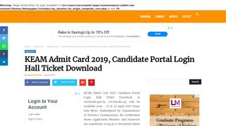 
                            3. KEAM Admit Card 2019, Candidate Portal Login …