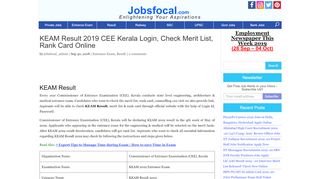 
                            5. KEAM Result 2019 CEE Kerala Login, Check Merit …