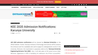 
                            9. KEE 2020 Admission Notifications: Karunya University