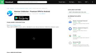 
                            8. Keenow Unblocker - Premium VPN - download.cnet.com