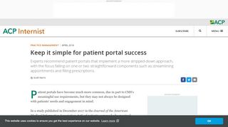 
                            4. Keep it simple for patient portal success | ACP Internist