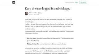 
                            2. Keep the user logged in android app. - Prakhar ... - Medium