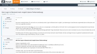 
                            5. Kein Login im Backend mehr möglich (keine Fehlermeldung ...