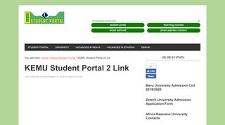 
                            6. KEMU Student Portal 2 Link @portal2.kemu.ac.ke