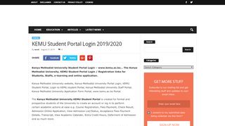 
                            4. KEMU Student Portal Login 2019/2020 - MySchooleth